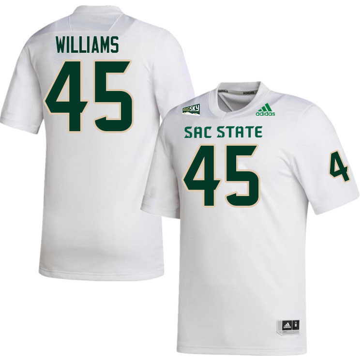 Sacramento State Hornets #45 Xavier Williams College Football Jerseys Stitched Sale-White